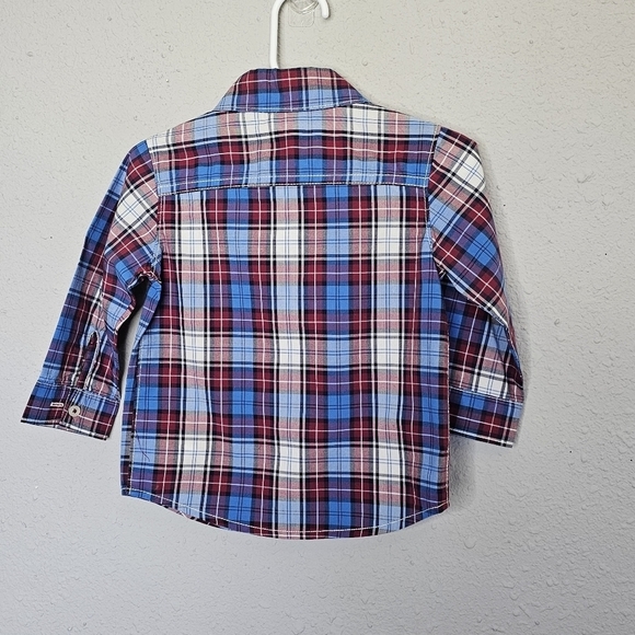 Carters Red White Blue Plaid Long Sleeve Button Down Dress Shirt Size 18 Months - Picture 6 of 8